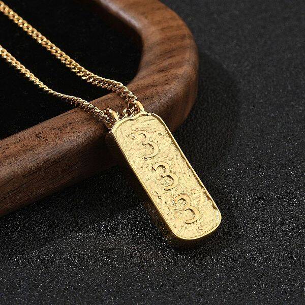 304 Stainless Steel Rectangle Number Pendant Necklaces