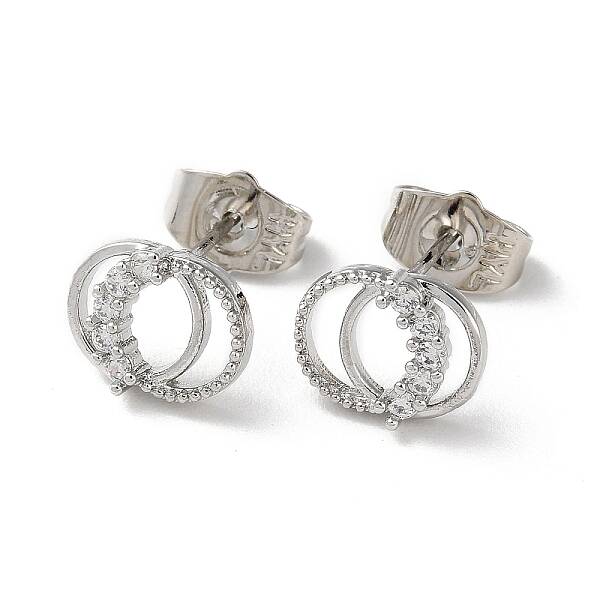 Brass Rhinestone Stud Earrings