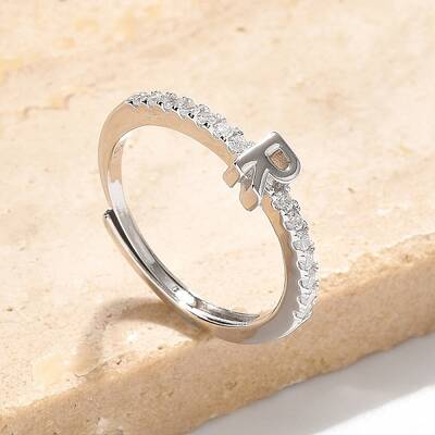 S925 Sterling Silver Adjustable Letter Rings for Women