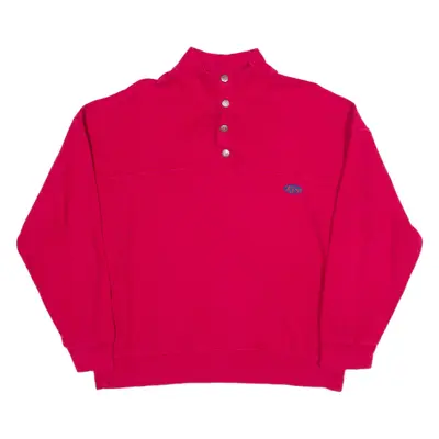 KIX SPORT Buttoned Collar Corduroy Womens Sweatshirt Pink 90s M