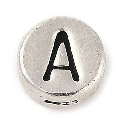 925 Sterling Silver Flat Round with Letter Beads