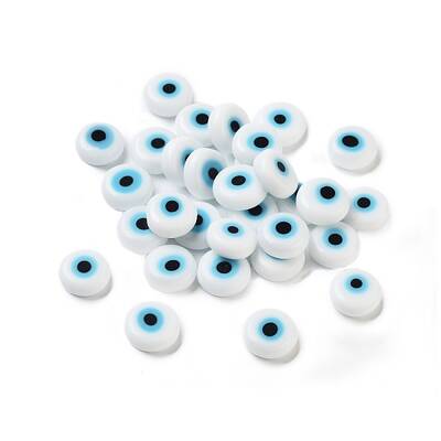 Handmade Evil Eye Lampwork Flat Round Bead
