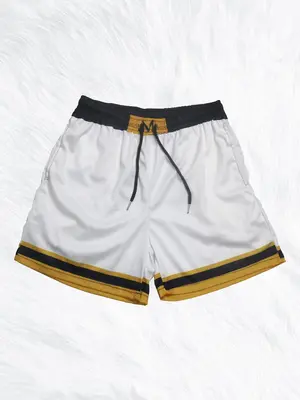 Men's Regular Fit Contrast Binding Drawstring Waist Sports Shorts, Gym Shorts, Casual Pocket Shorts for Summer, Breathable Me...