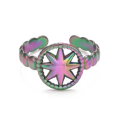 Rainbow Color Ion Plating (IP) 304 Stainless Steel Open Cuff Rings