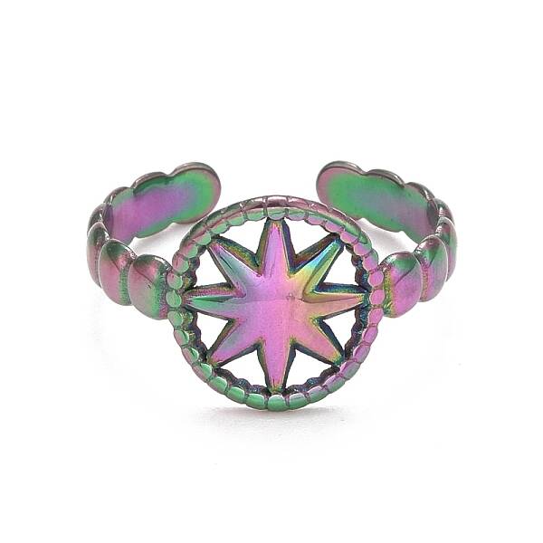 Rainbow Color Ion Plating (IP) 304 Stainless Steel Open Cuff Rings