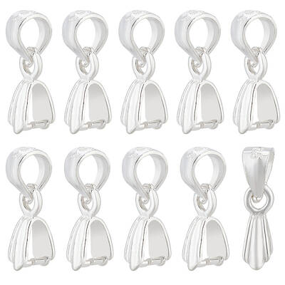 10Pcs 925 Sterling Silver Ice Pick Pinch Bails