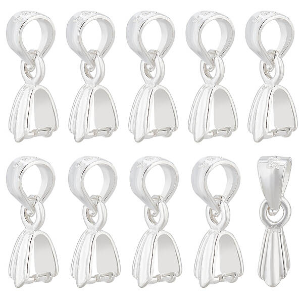 10Pcs 925 Sterling Silver Ice Pick Pinch Bails