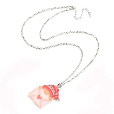 Valentine's Day Acrylic Pendant Necklace with Zinc Alloy Chains