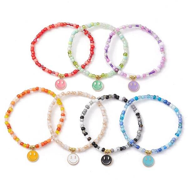 7Pcs Glass Seed Beads Stretch Bracelets
