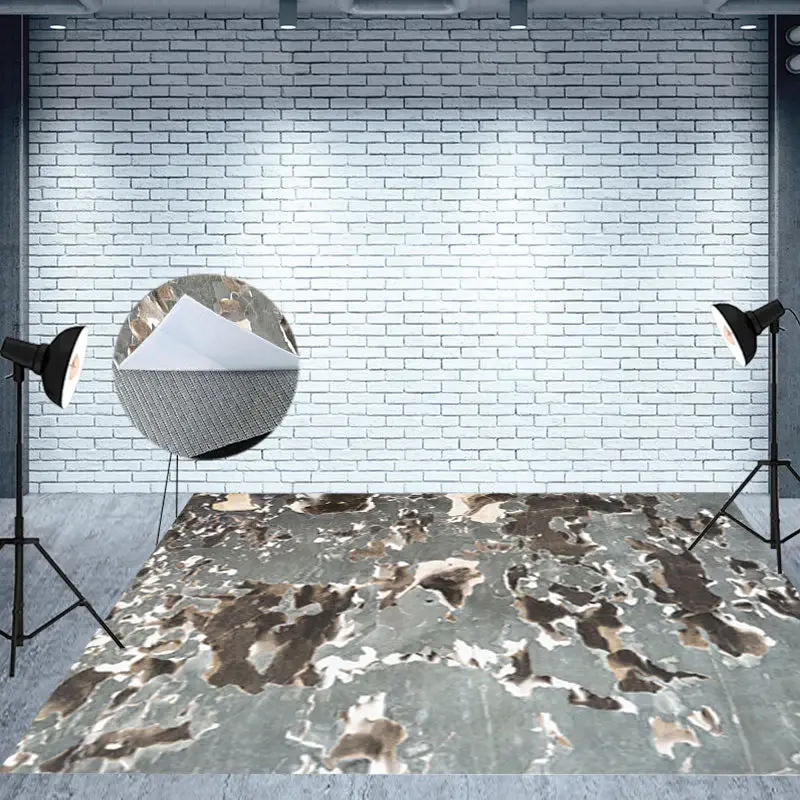 Grey Brown Shabby Wall Abstract Textured Floor Mat