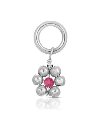 One Love Flowercita Birthstone Charms | Month/Gemstone: July - Ruby | Metal Color: Silver