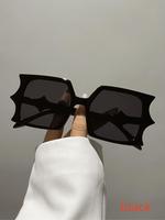 Unisex Trendy Minimalist Plain Color Bat Frame Design Sunglasses, Vintage Black Sunglasses for Everyday Use, Fashionable Vers...