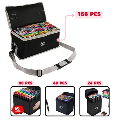 Premium Dual Tip Art Markers Set – 24/48/80/168 Set – Alcohol-Based, For Sketching, Coloring & Drawing