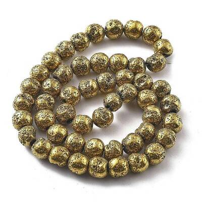 Electroplated Natural Lava Rock Beads Strands