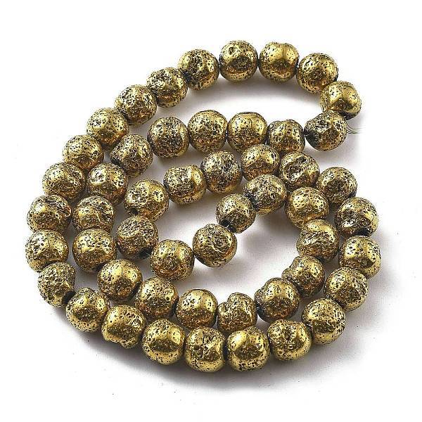 Electroplated Natural Lava Rock Beads Strands