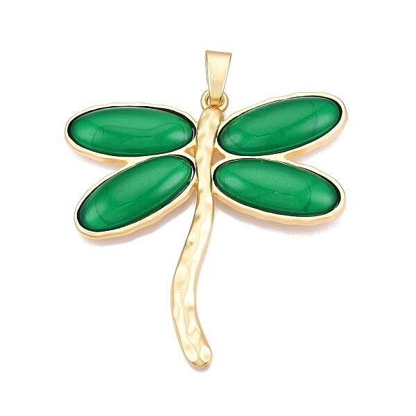Dragonfly Rack Plating Alloy Pave Resin Big Pendants