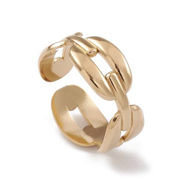Ion Plating(IP) 304 Stainless Steel Hollow Out Oval Cuff Rings for Women