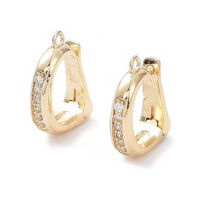Rack Plating Brass Micro Pave Clear Cubic Zirconia Fold Over Clasps