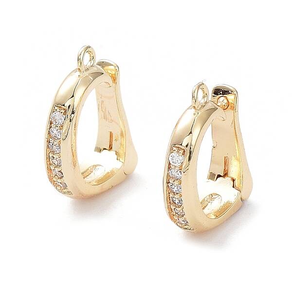 Rack Plating Brass Micro Pave Clear Cubic Zirconia Fold Over Clasps