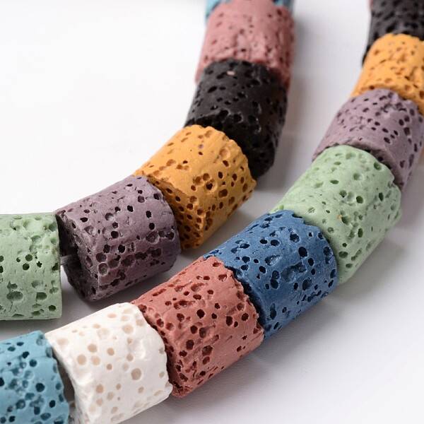 Column Dyed Natural Lava Rock Bead Strands