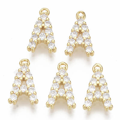 Brass Micro Pave Cubic Zirconia Charms