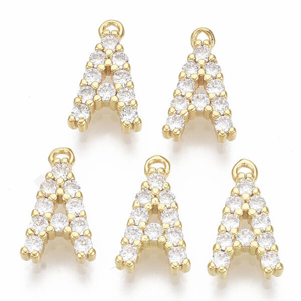 Brass Micro Pave Cubic Zirconia Charms