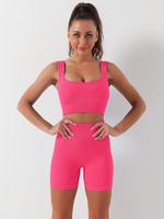 Women's Minimalist Solid Color Push Up Bra & High Waist Boxer Briefs Set for Spring, Summer Clothes Women, Comfortable Squ...