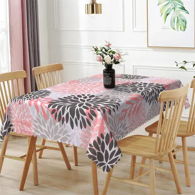 Red Black Dense Repeat Petal Rectangle Tablecloth - Aperturee