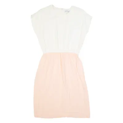 SL PETITES Womens Pencil Dress Pink 90s Short Sleeve Midi M
