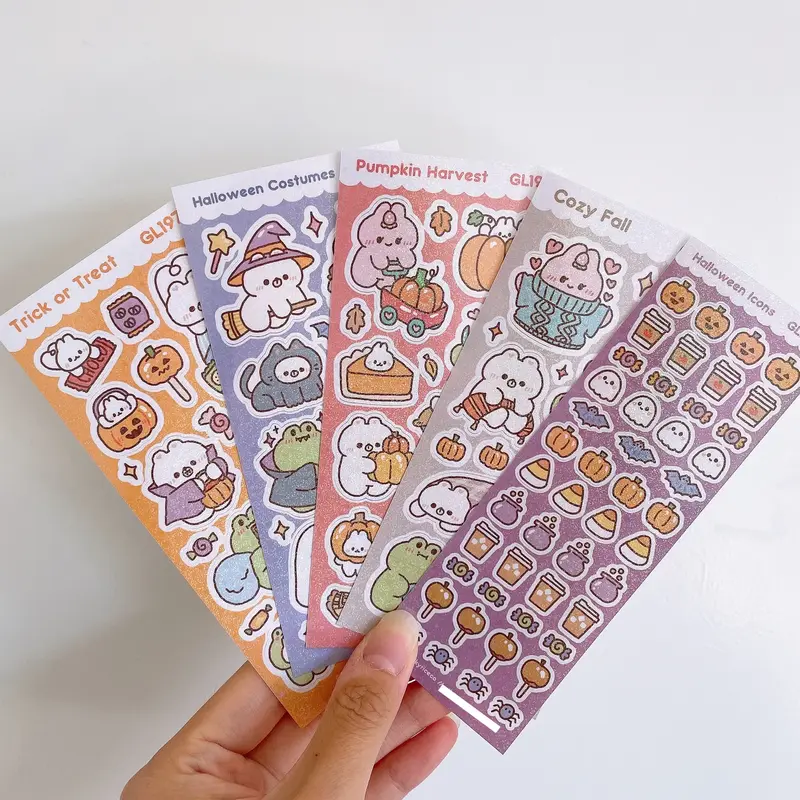 Fall and Halloween Holographic Glitter Vinyl Deco Stickers