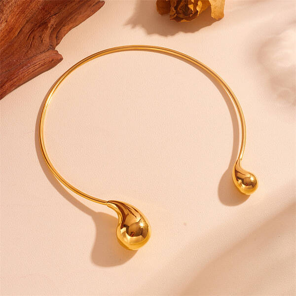 304 Stainless Steel Teardrop Open Cuff Choker Necklaces for Women