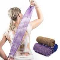 3 Pieces African Exfoliating Net Sponge, African Bathing Back Scrubbers, Shower Net Body Scrubber with Pull Strap (Blue Purpl...
