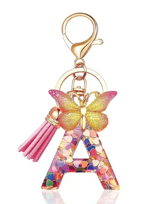 Colorful Butterfly Design Keychain, Cute Letter & Tassel Design Keychain for Women & Girls, Fashion Accessories for Daily Dec...