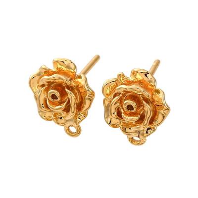 Flower Brass Stud Earring Findings