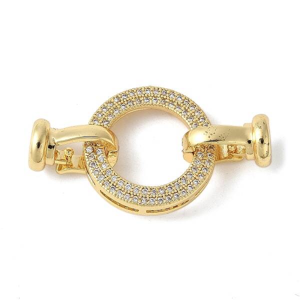 Brass Pave Clear Cubic Zirconia Fold Over Clasps