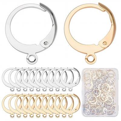 80Pcs 2 Colors 304 Stainless Steel Leverback Earring Findings