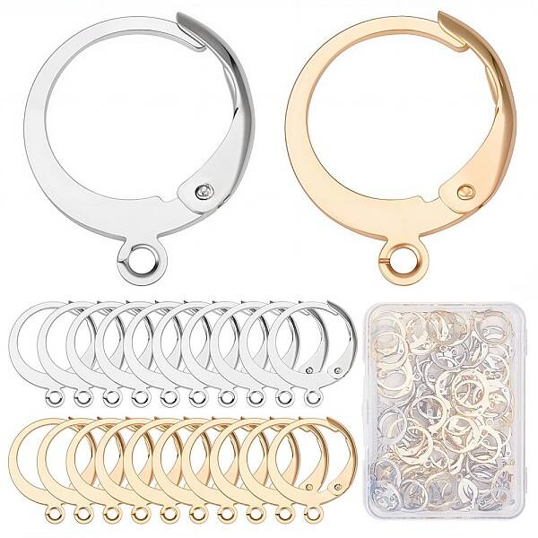 80Pcs 2 Colors 304 Stainless Steel Leverback Earring Findings