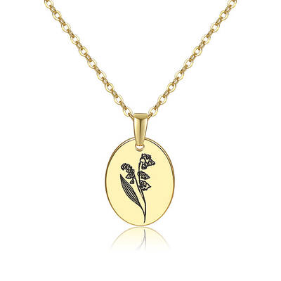Brass Birth Month Flower Pendant Necklace