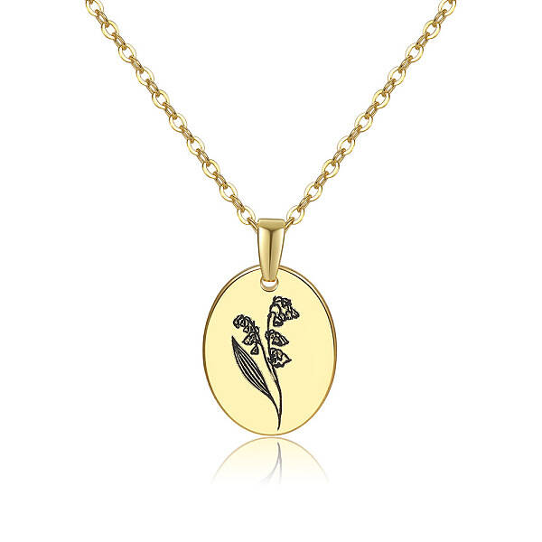 Brass Birth Month Flower Pendant Necklace
