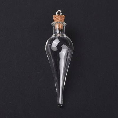 Teardrop Glass Cork Bottle Big Pendants