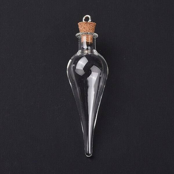 Teardrop Glass Cork Bottle Big Pendants