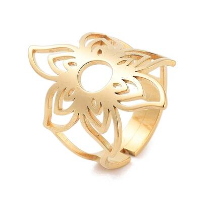 Flower 304 Stainless Steel Adjustable Rings for Women