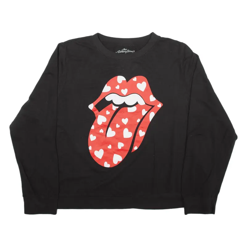THE ROLLING STONES Hearts Sweatshirt Black Womens 2XL