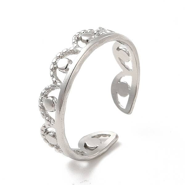 Non-Tarnish 304 Stainless Steel Crown Open Cuff Ring for Women