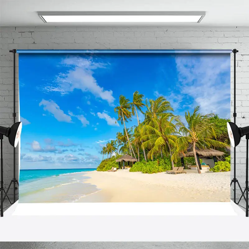 Coconut Tree Grass Gazebo Hawaii Photoshoot Backdrop - Aperturee