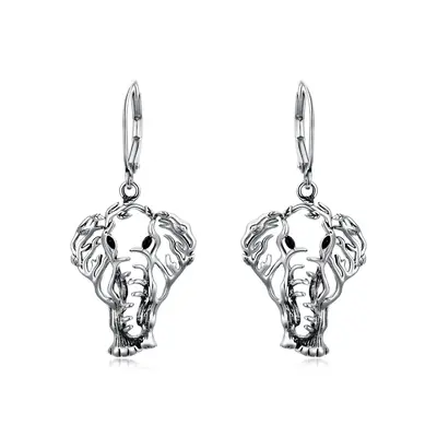 Sterling Silver Elephant Lever-back Earrings