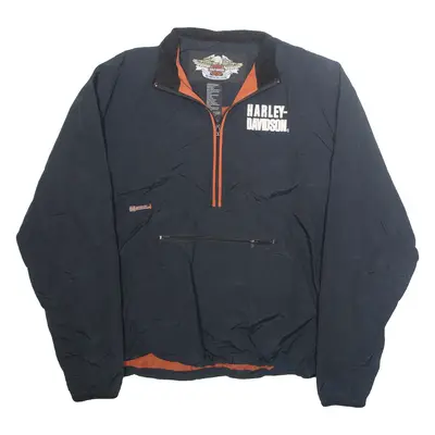 HARLEY DAVIDSON Mens Anorak Jacket Black Nylon XL