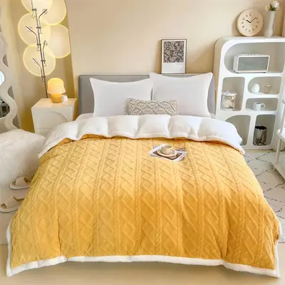 Geometric Textured Soft Blankets, 1 Count Warm Keeping Blanket, All Season Blanket, Breathable Comfortable Blanket, Comfy Bed...