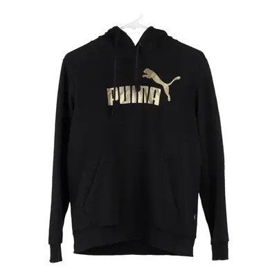 Puma Spellout Hoodie - Small Black Cotton Blend