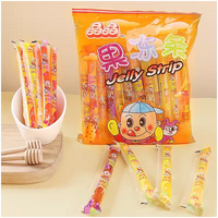 JinJin - Jelly Strip (Jelly Filled Straws in Assorted Flavors) 400g / 14.10oz per Pack Low Calories 0 Fat Snack for Holiday S...
